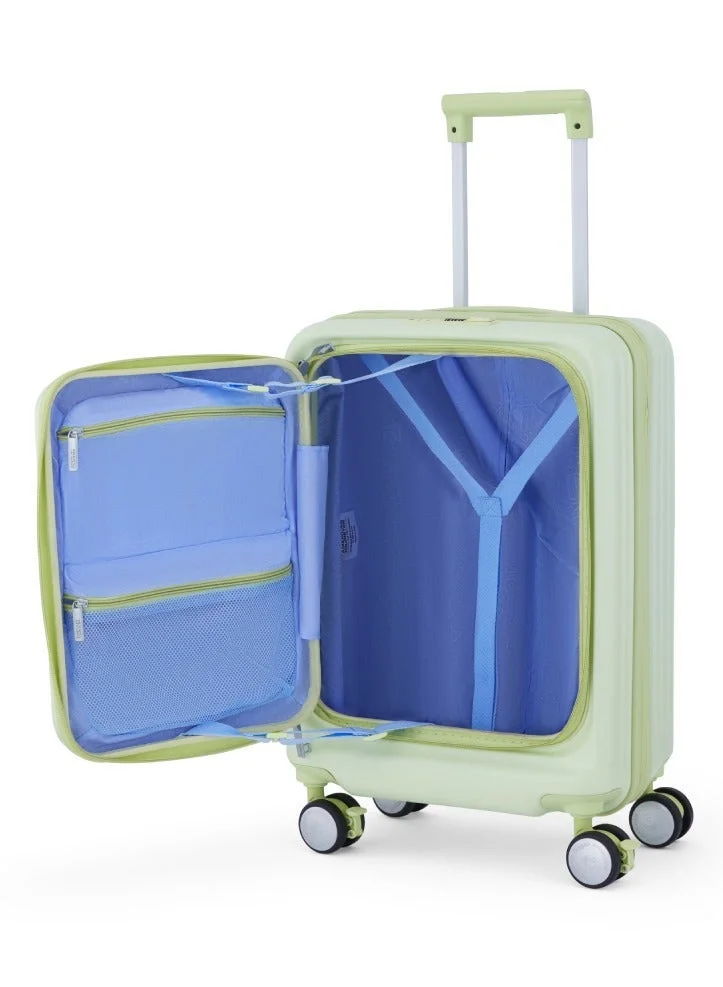 AMERICAN TOURISTER  Trento + Suitcase, Cabin Size 54 cm / 20 inch, 4 Spinner Wheels, Hard Top, Polycarbonate, Matcha|Lightweight|2 In 1 Optimov™ Shock Absorbing Wheels|Book Opening|Expandable|TSA Lock|Waterproof Section - 3 Years International Warranty  | Best Price UAE